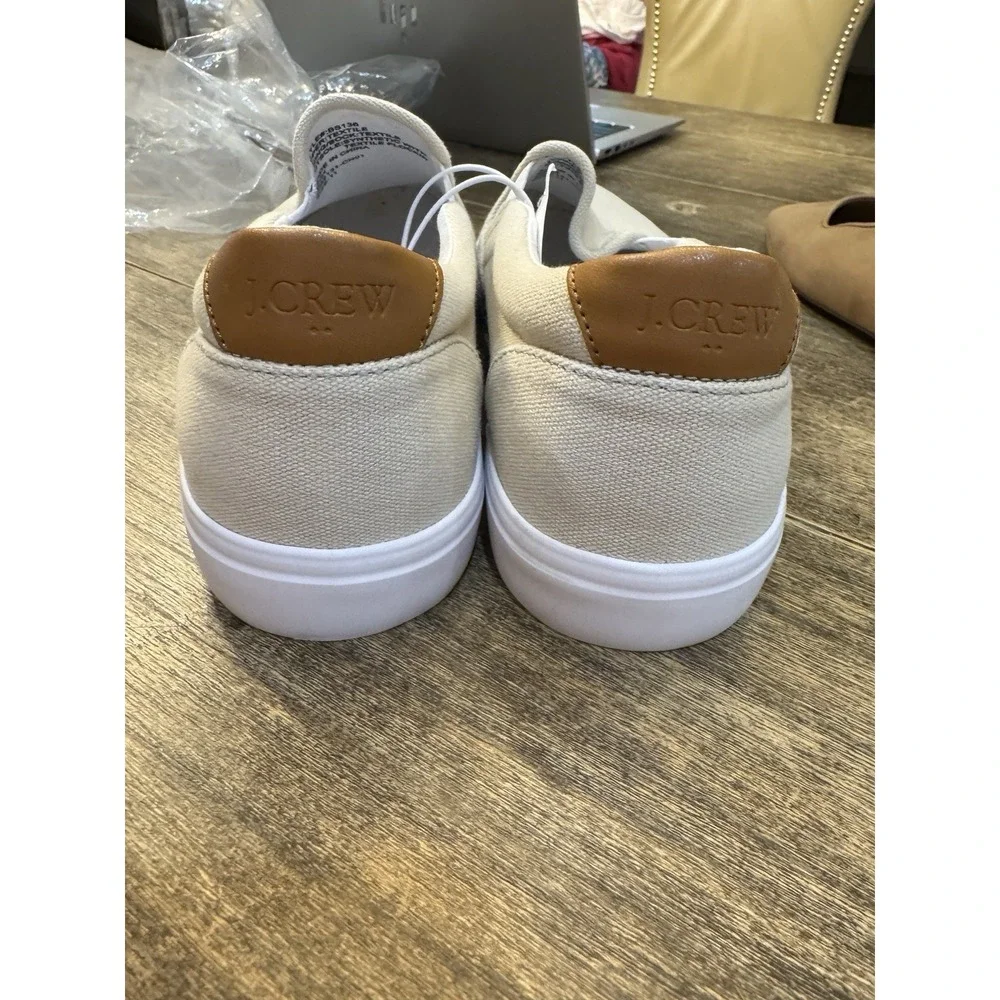 J Crew Slip On Shoes Mens Tan‎ Canvas White Sole Casual Skate Sneakers Size 11